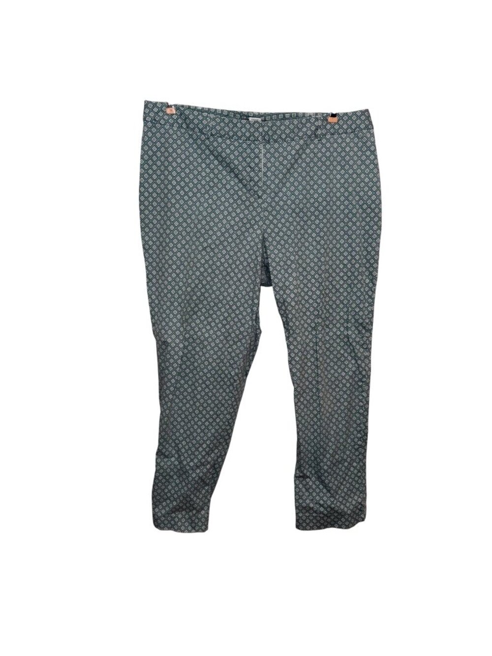 Roz & Ali Womens Size 16 Teal Geometric Print Cotton Blend Pants